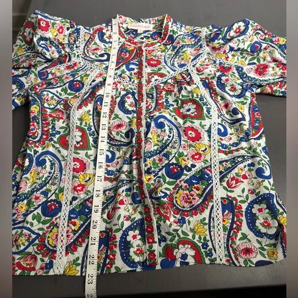 Love The Label Small Colorful Megan Elodie Paisley Floral Beautiful Blouse Top - Picture 10 of 10